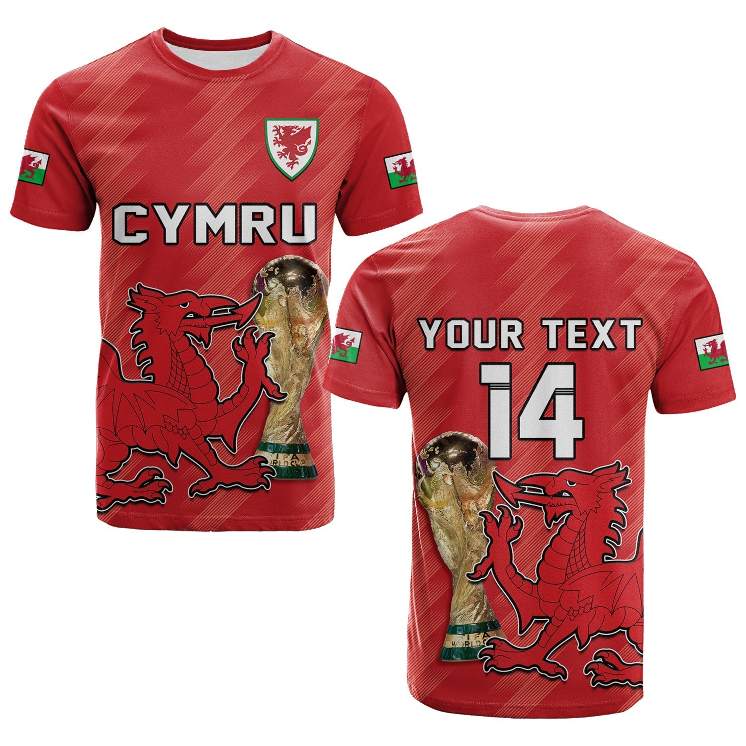 Custom Wales Football T-Shirt Cymru Champions World Cup 2022 Graphic Tee