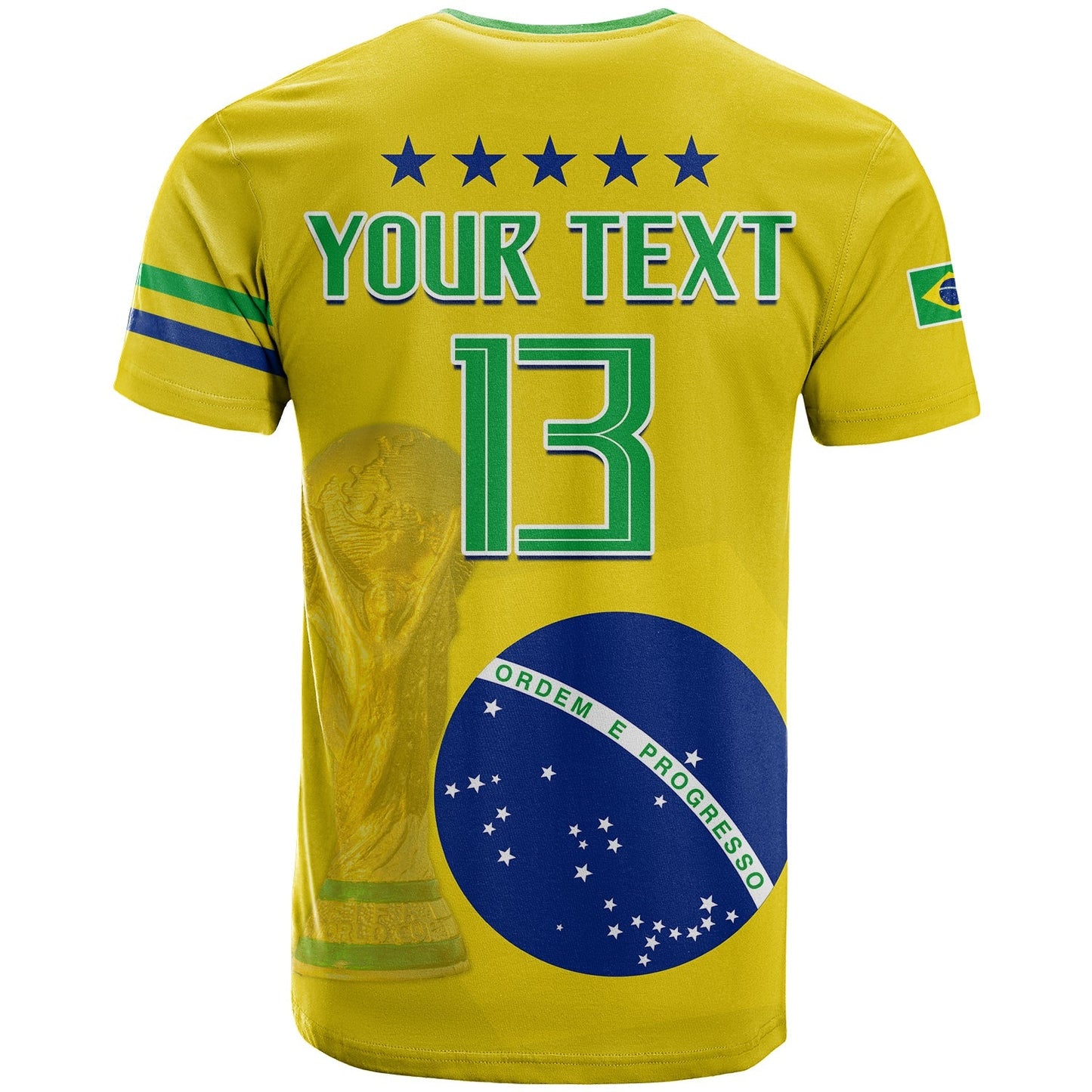 Custom Brazil Football T-Shirt Go Champions Selecao Campeao Graphic Tee