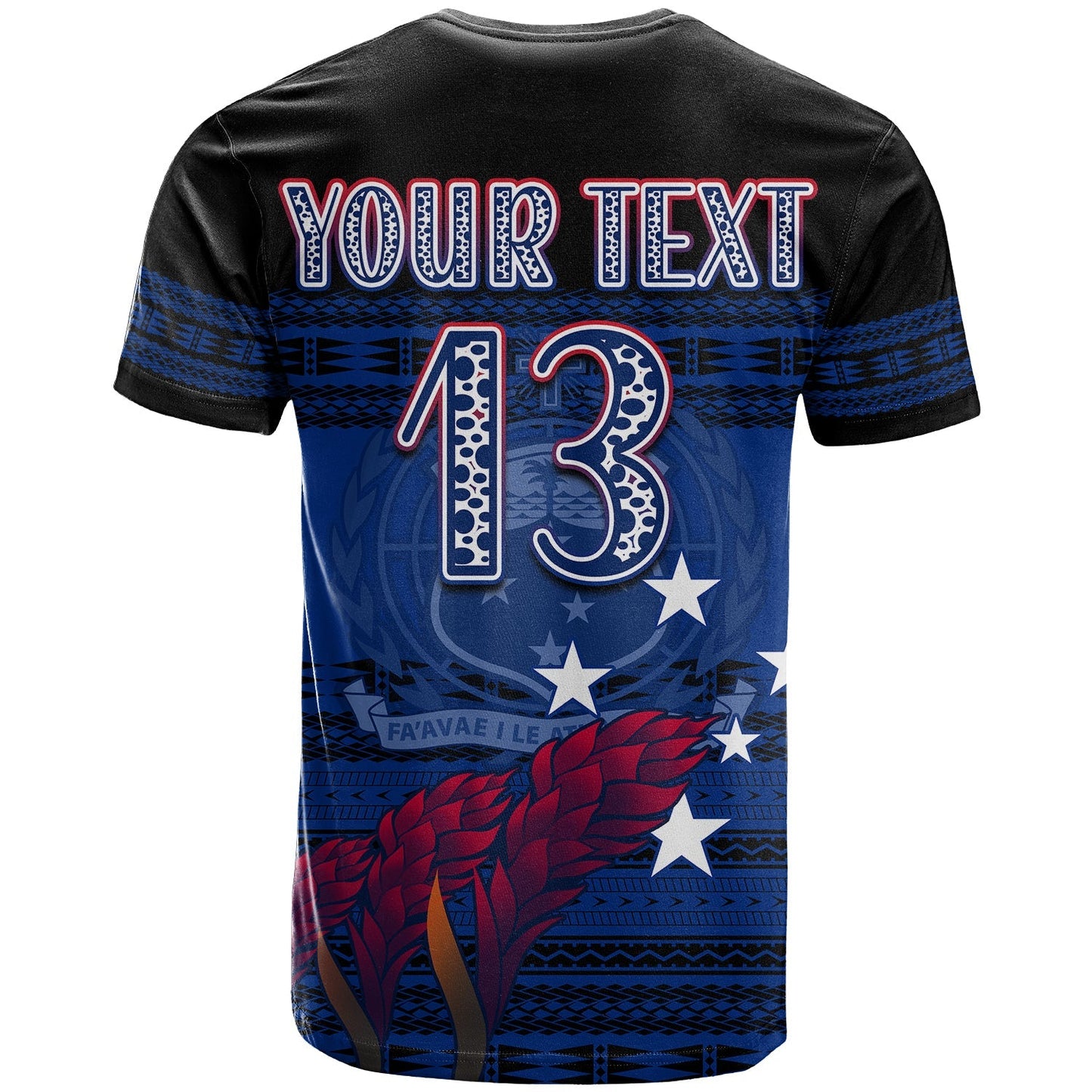Custom Toa Samoa Rugby T-Shirt Uso Aso Uma Go Champions Blue Graphic Tee
