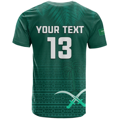 Custom Saudi Arabia Football T-Shirt KSA Proud Arabia Pattern Green Original Graphic Tee