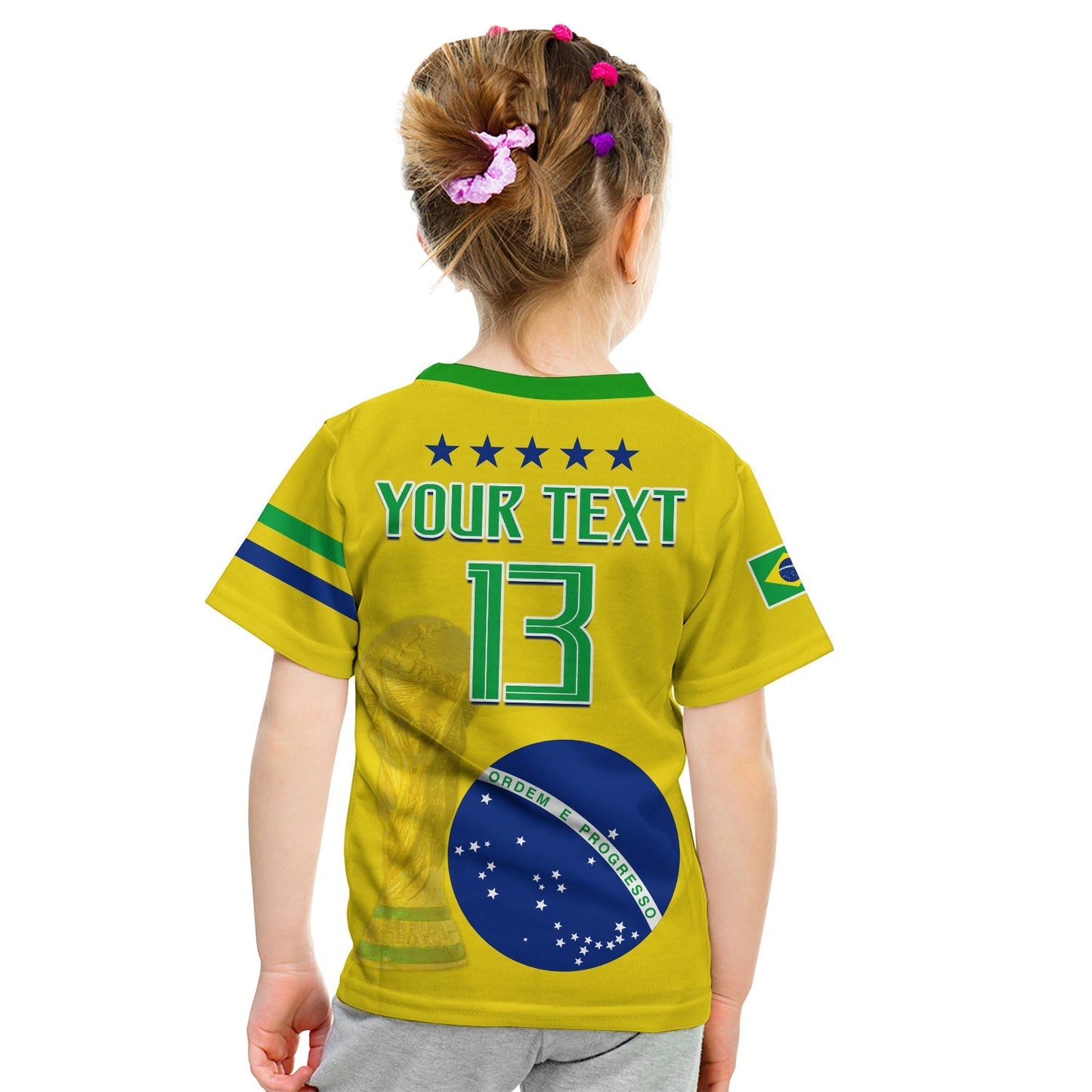 Custom Brazil Football T-Shirt Go Champions Selecao Campeao Graphic Tee