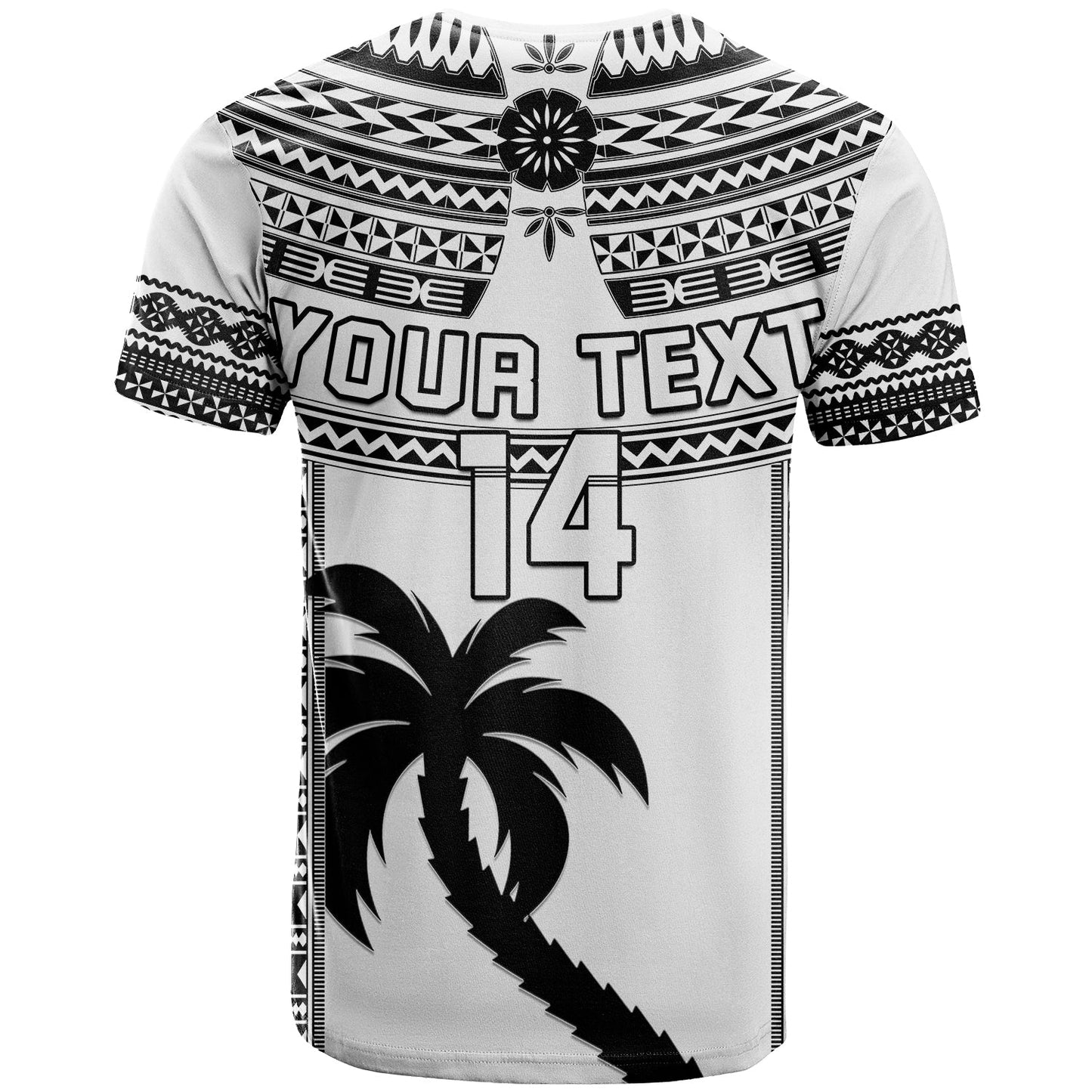 Custom Text And Number Fiji Rugby T-Shirt Pacific The Bati Black Fijian Tapa Graphic Tee