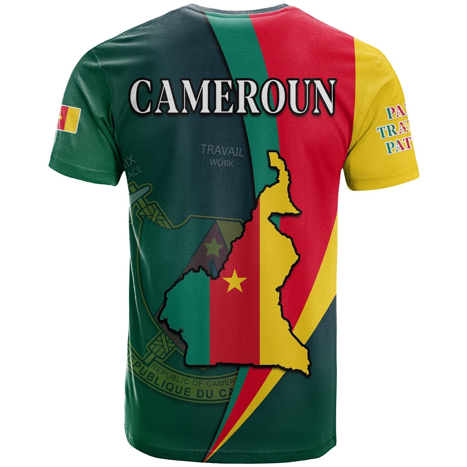 Cameroon T-Shirt Map Cameroun Style Flag Graphic Tee