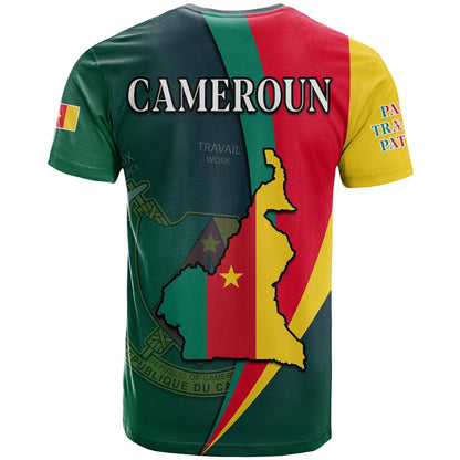 Cameroon T-Shirt Map Cameroun Style Flag Graphic Tee