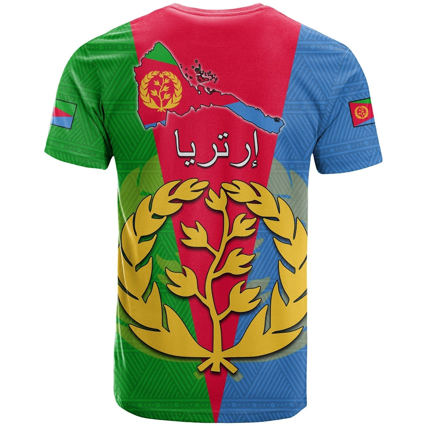 Eritrea T-Shirt Eritrean Map Mix African Pattern Simple Style Graphic Tee