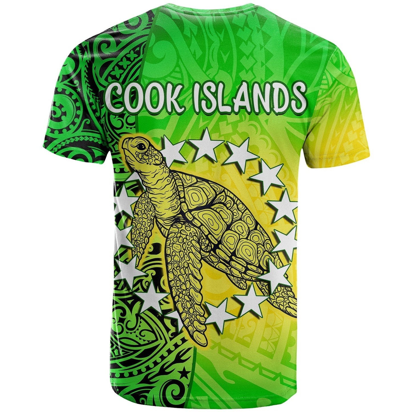Custom Cook Islands T-Shirt Cook Islands Coat Of Arms Turtle Polynesian Graphic Tee