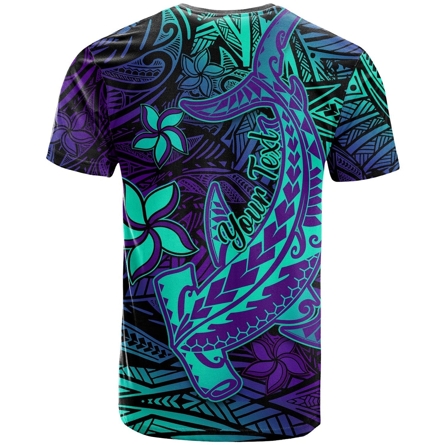 Custom Polynesian T-Shirt Purple Paradise Hawaiian Tribal Hammerhead Shark Graphic Tee