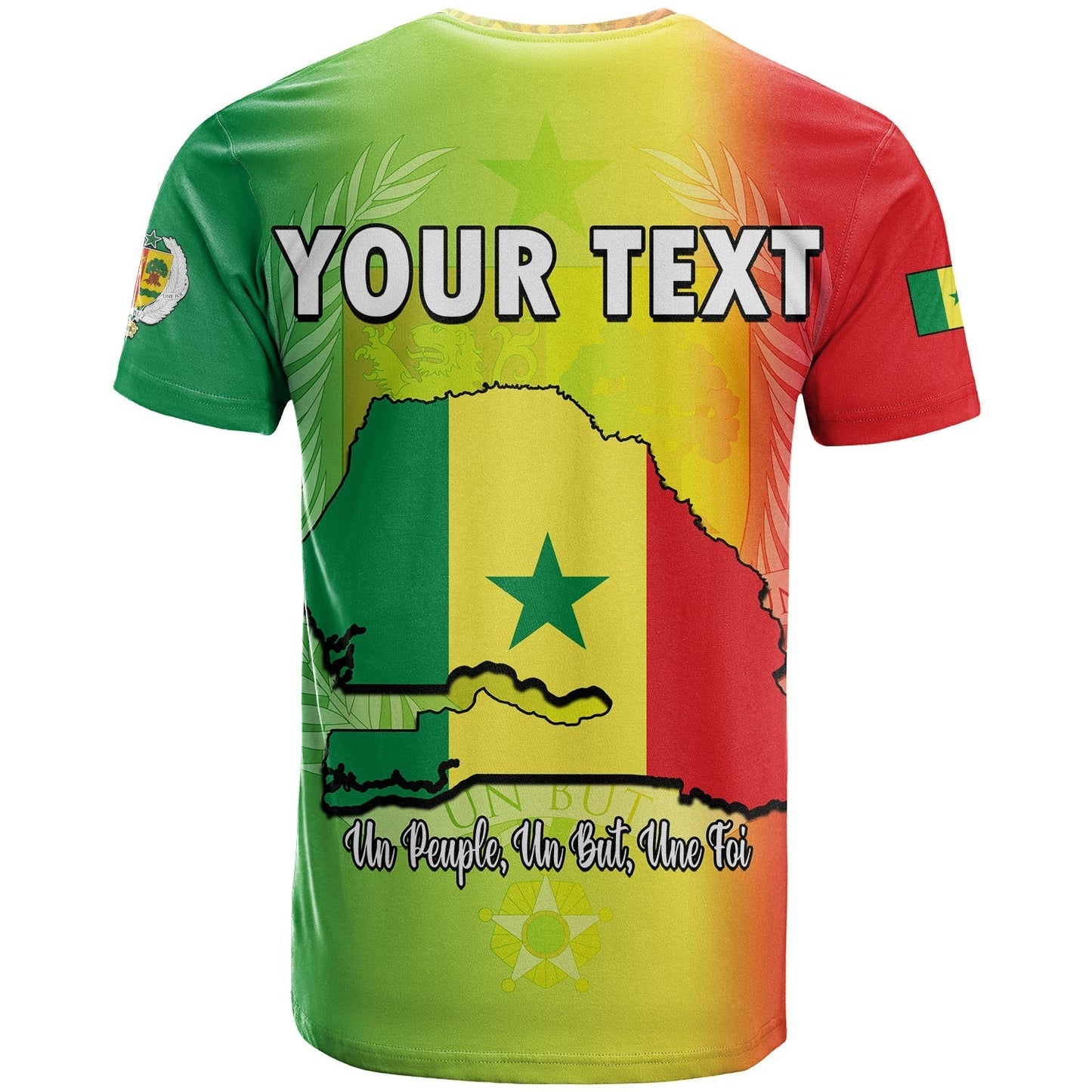 Custom Senegal T-Shirt Lion With Senegal Map Reggae Style Graphic Tee