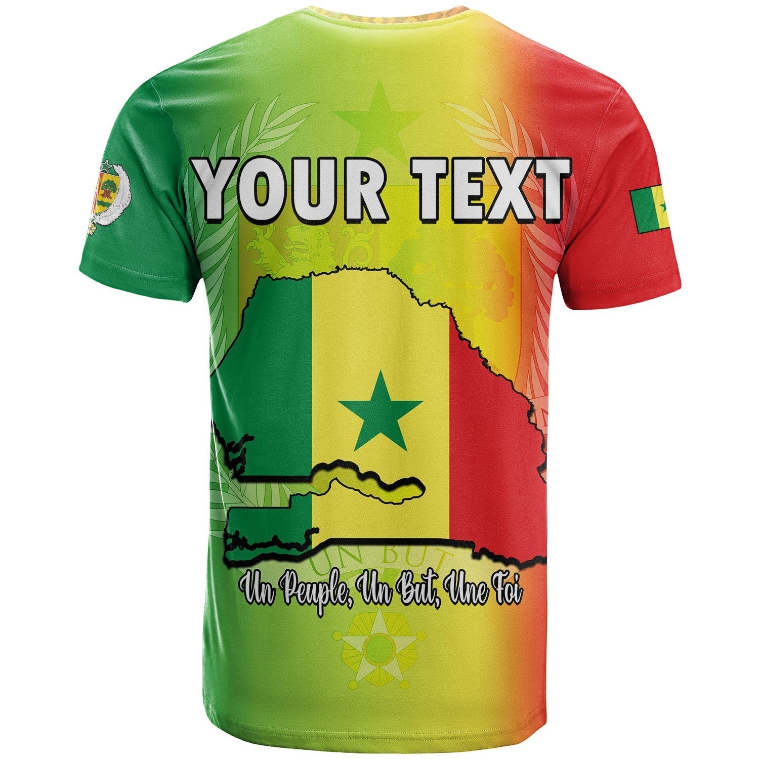 Custom Senegal T-Shirt Lion With Senegal Map Reggae Style Graphic Tee