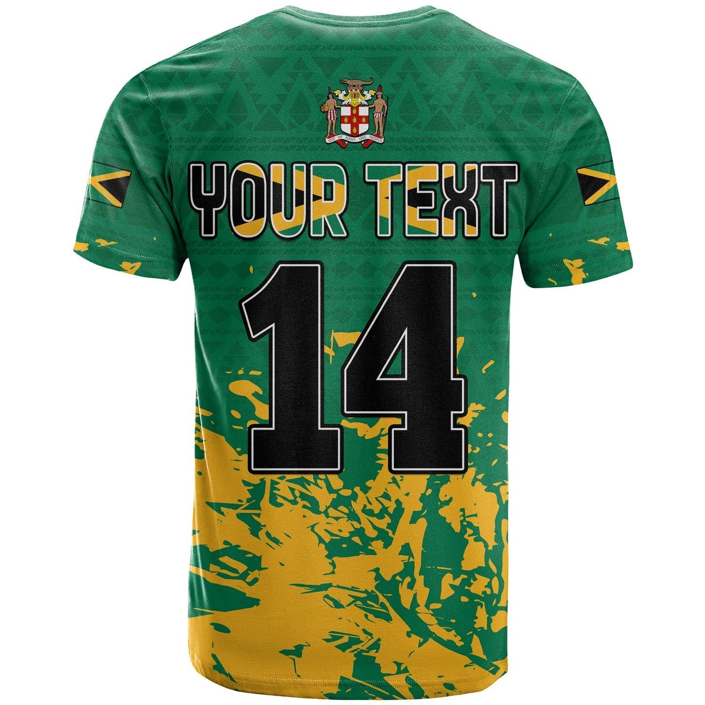 Custom Jamaica Athletics T-Shirt Jamaican Flag With African Pattern Sporty Style Graphic Tee