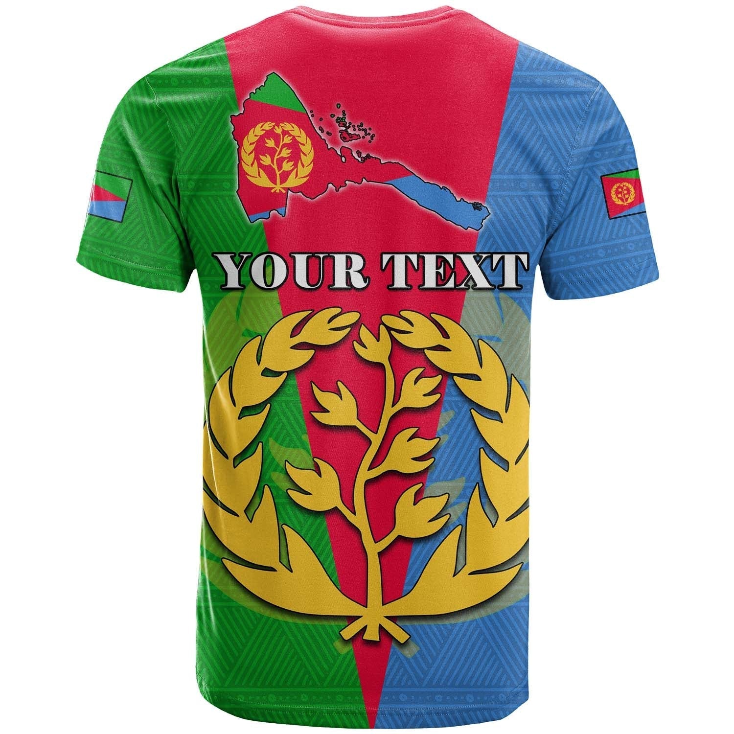 Custom Eritrea T-Shirt Eritrean Map Mix African Pattern Simple Style Graphic Tee