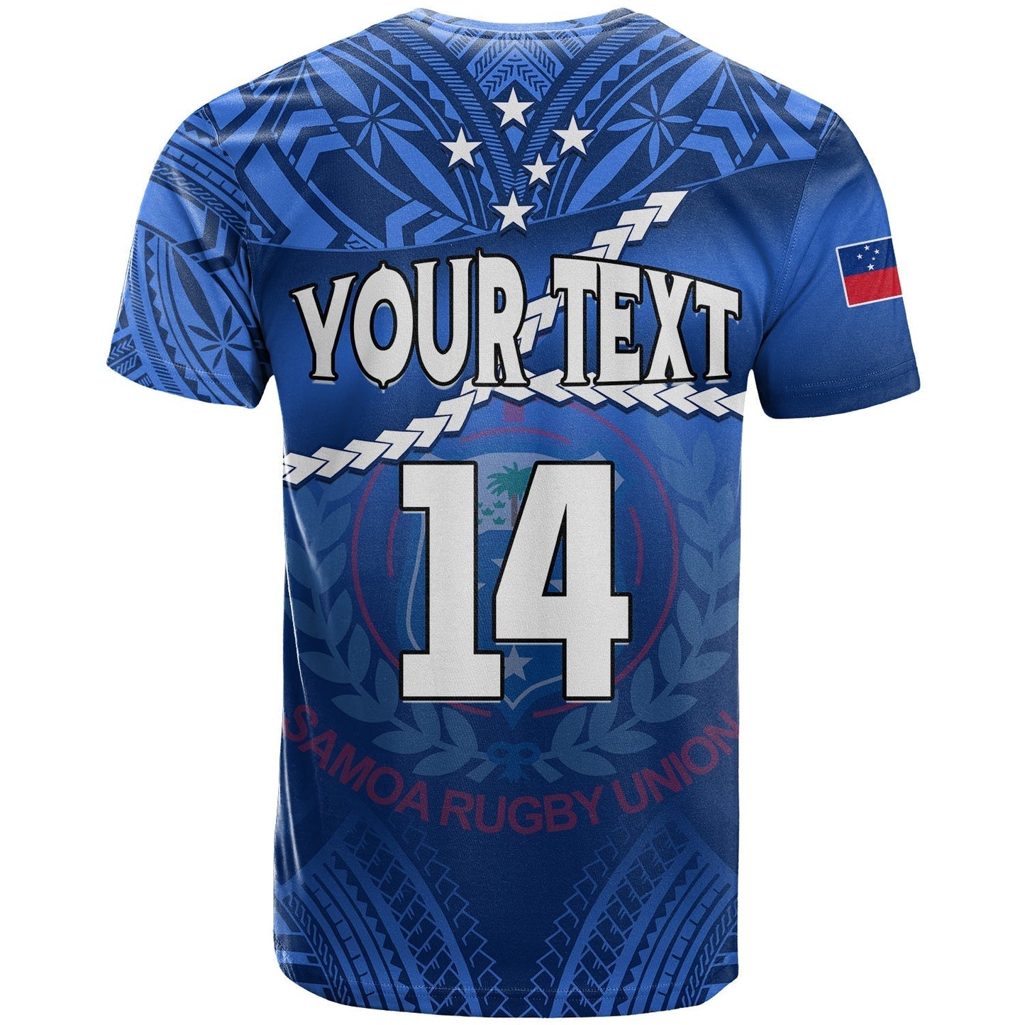 Custom Samoa Rugby T-Shirt Manu Samoa Polynesian Hibiscus Blue Style Graphic Tee