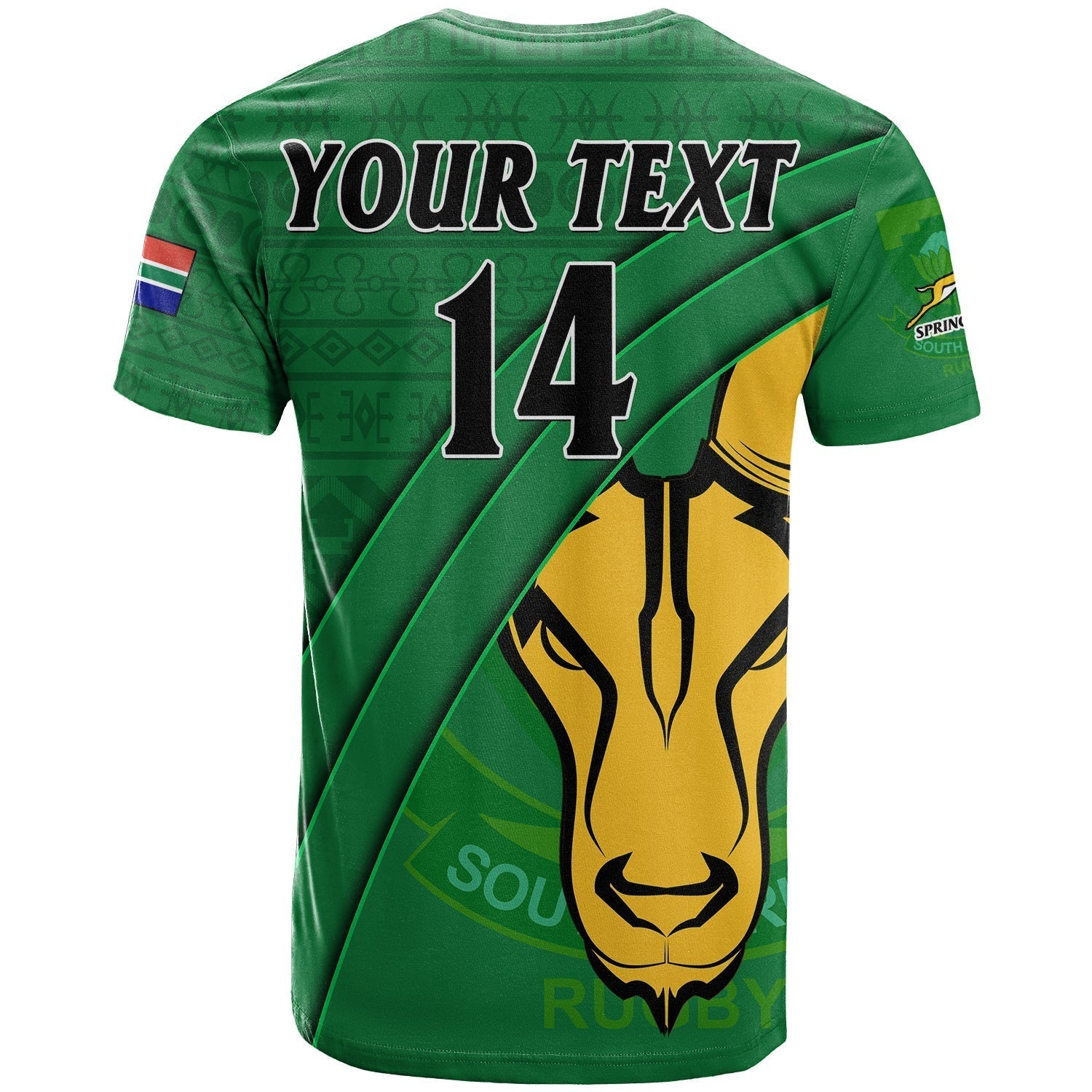 Custom South Africa Rugby T-Shirt Bokke Springbok With African Pattern Stronger Together Graphic Tee