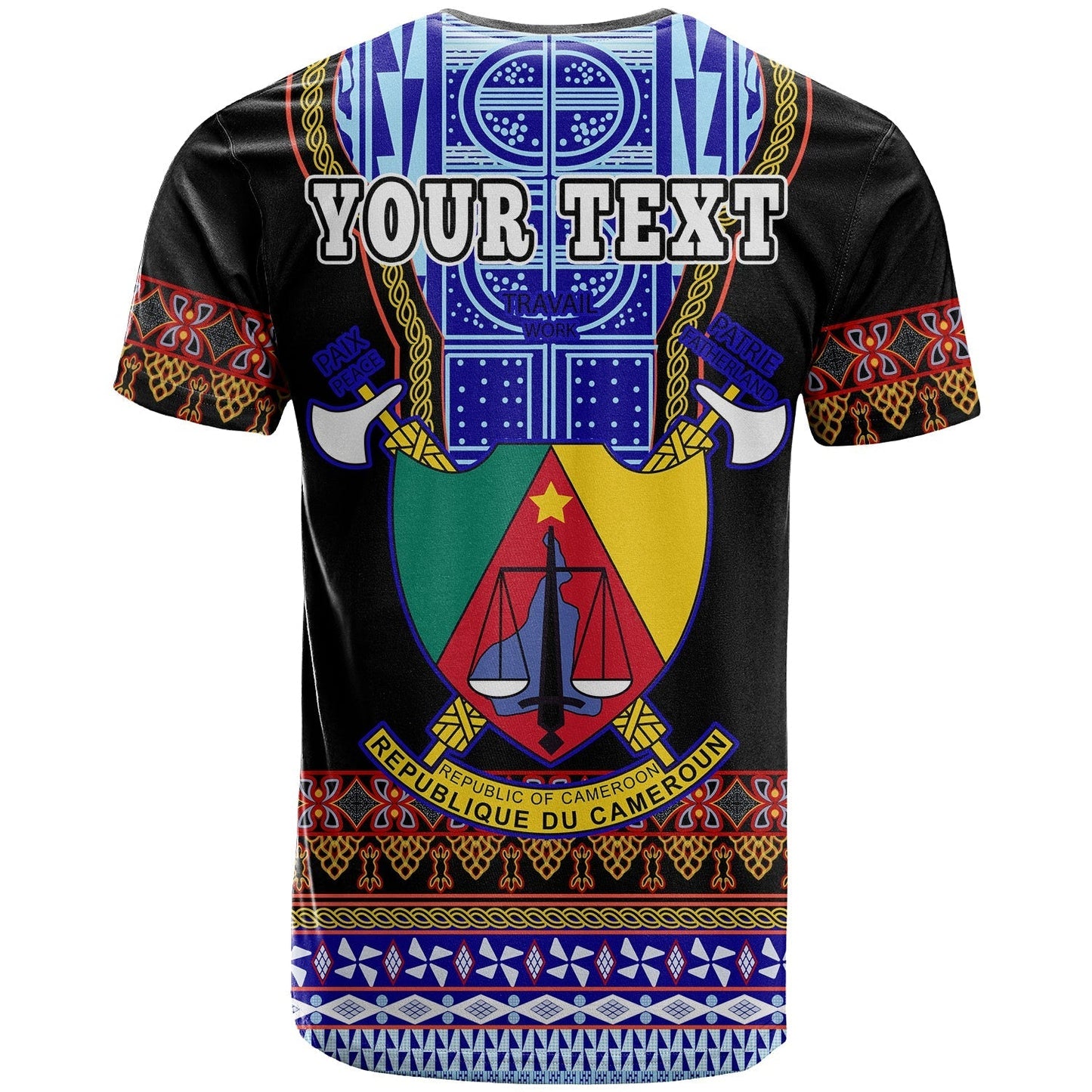 Custom Cameroon T-Shirt Atoghu Pattern Black Style Graphic Tee