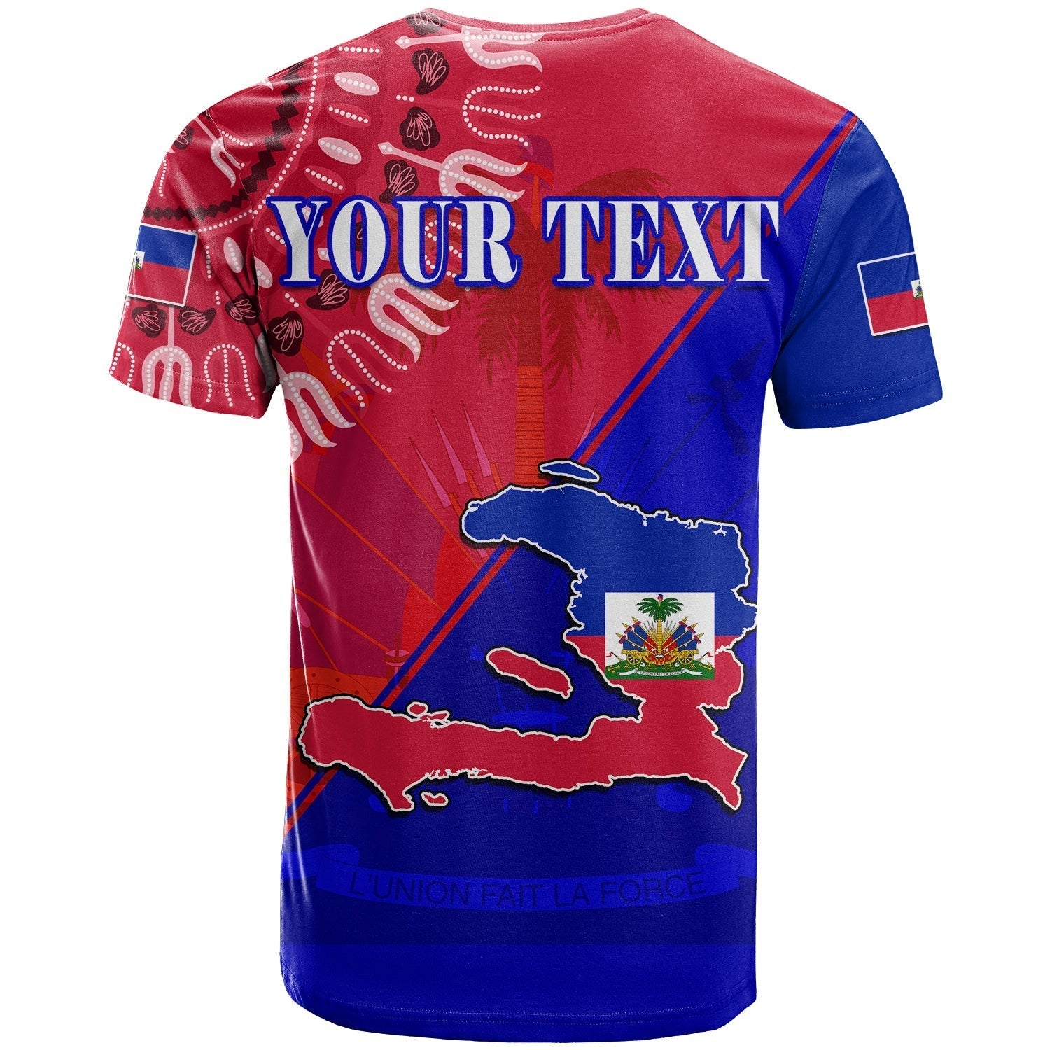 Custom Haiti T-Shirt Haiti Flag Dashiki Simple Style Graphic Tee