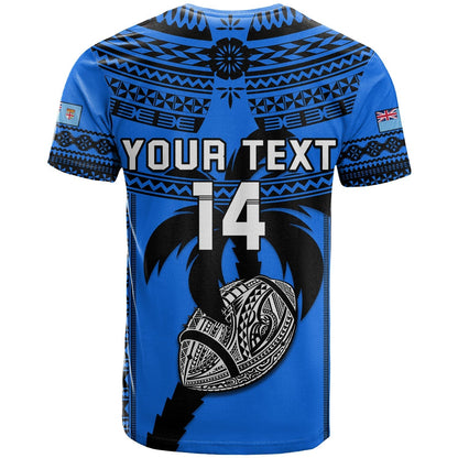 Custom Text And Number Fiji Rugby T-Shirt Fijian Drua Super Polynesian Special Tapa Pattern Graphic Tee