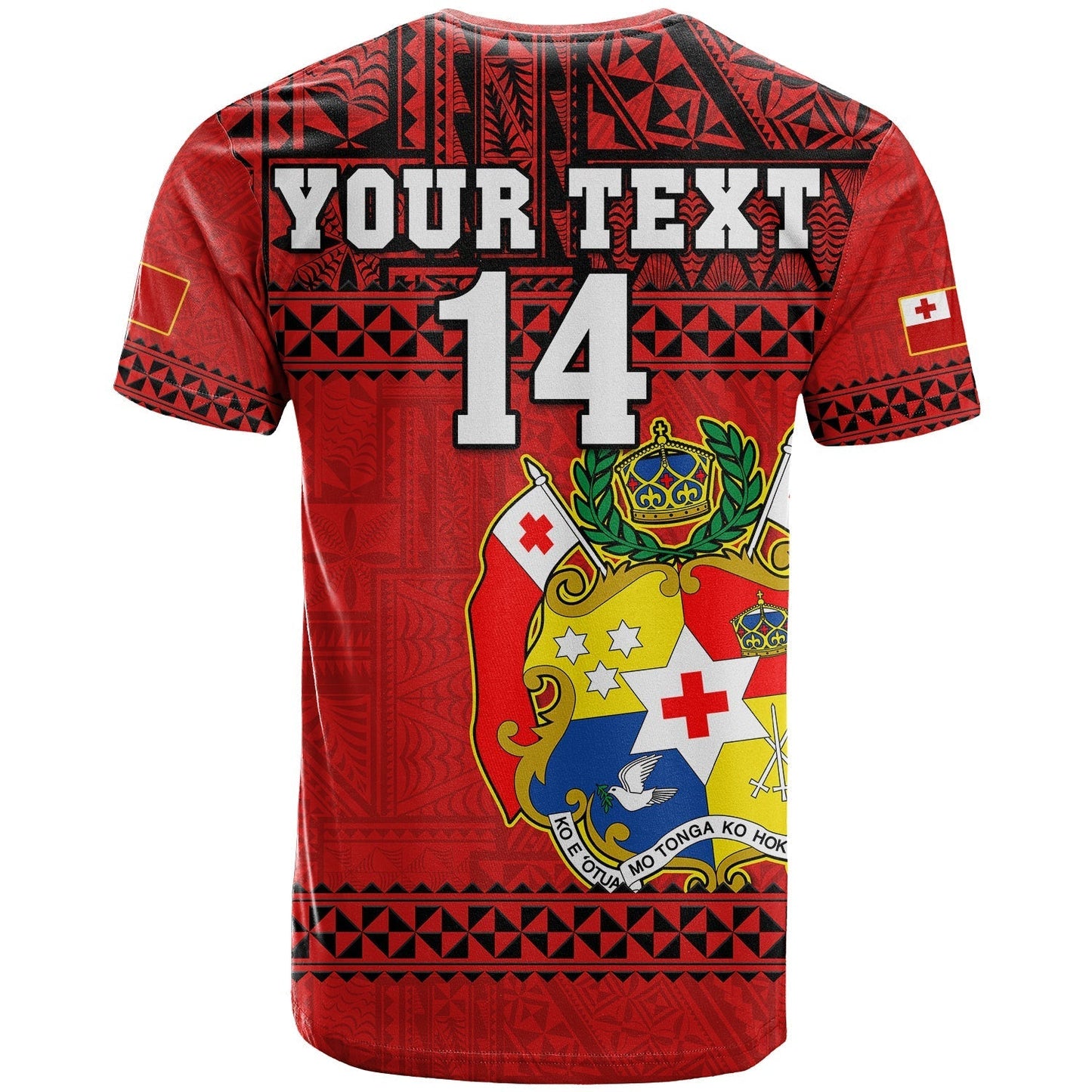 Custom Text And Number Tonga Rugby T-Shirt Mate MaA Tonga Pacific Ngatu Black Graphic Tee