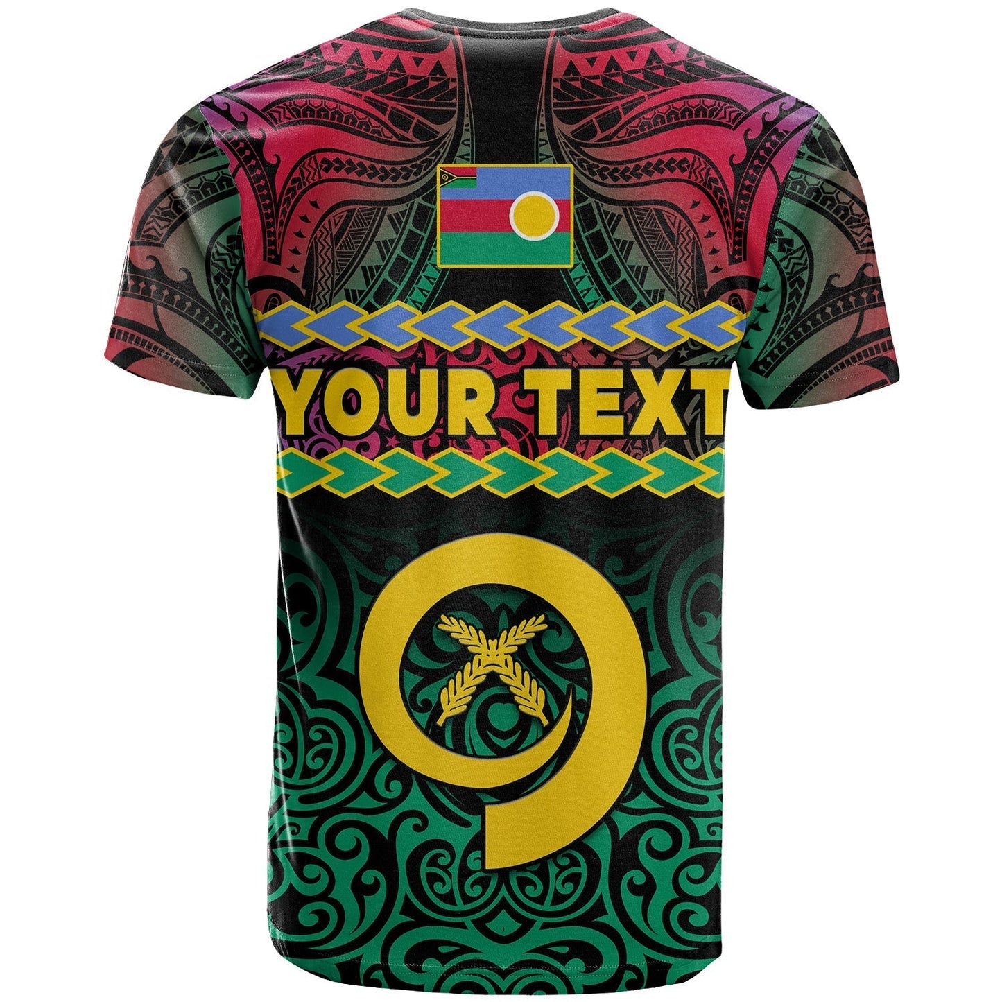 Custom Shefa Province T-Shirt Vanuatu Pig Tusk Polynesian Flag Style Graphic Tee
