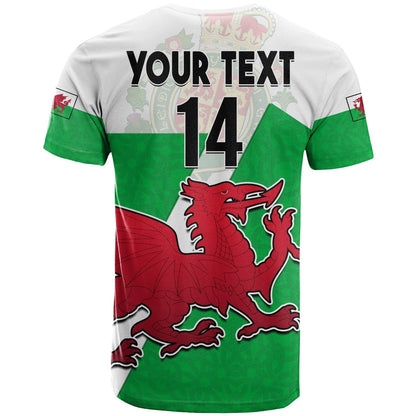 Custom Wales Football T-Shirt Come On Welsh Dragons With Celtic Knot Pattern Graphic Tee