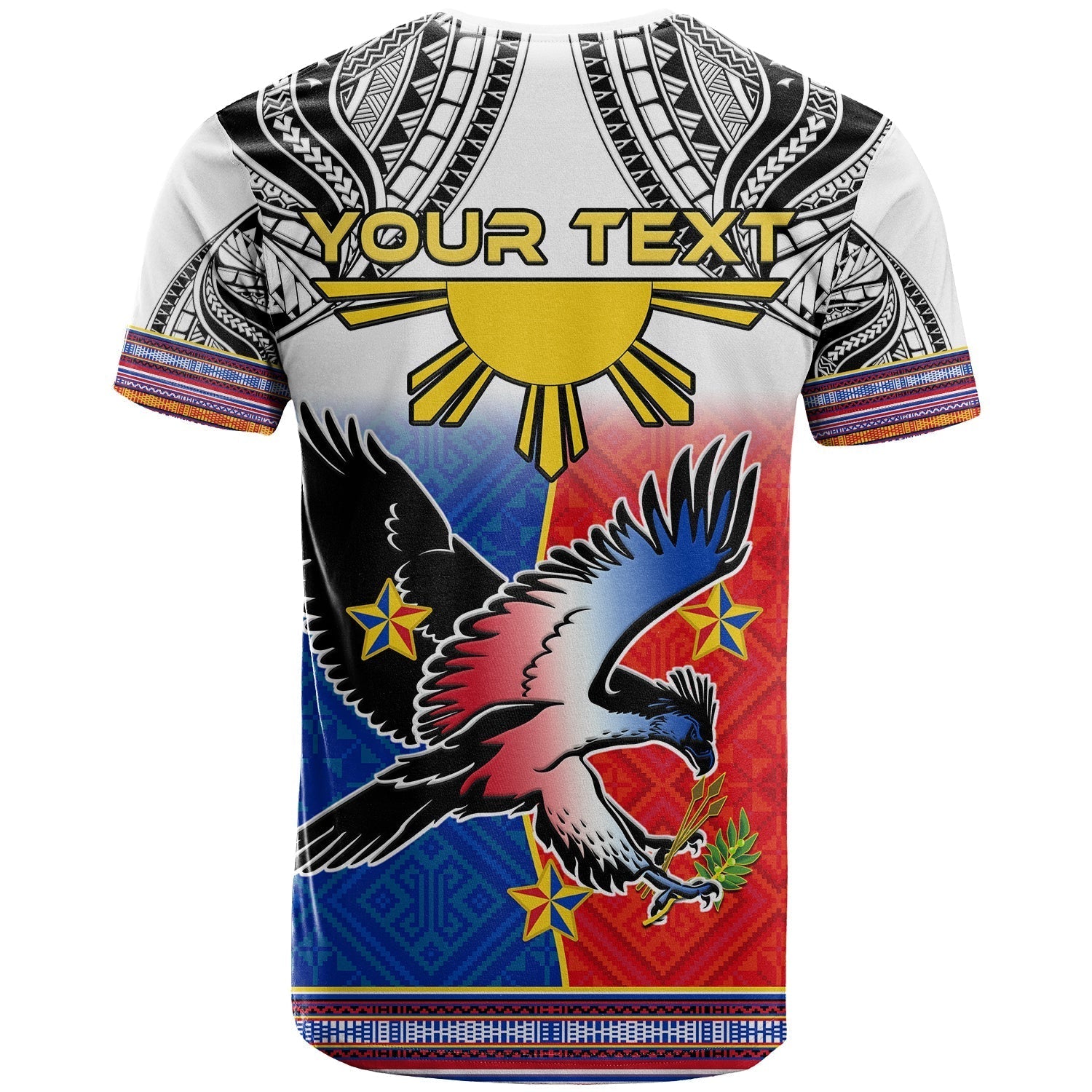 Custom Philippines T-Shirt Polynesian Filipino Pattern With Eagle Graphic Tee