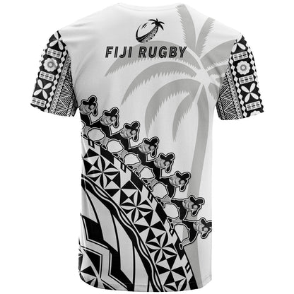 Fiji Rugby T-Shirt Fijian Cibi Dance Tapa Pattern White Graphic Tee