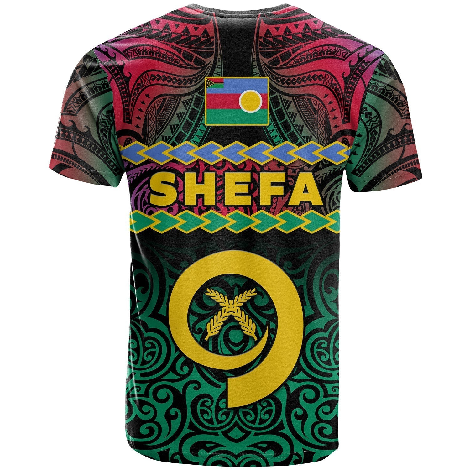 Shefa Province T-Shirt Vanuatu Pig Tusk Polynesian Flag Style Graphic Tee