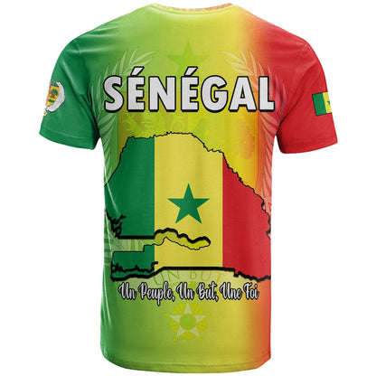Senegal T-Shirt Lion With Senegal Map Reggae Style Graphic Tee