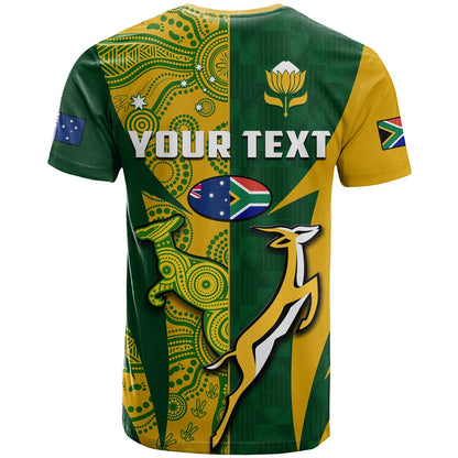 Custom Australia Rugby and South Africa Rugby T-Shirt Wallabies Mix Springboks Sporty Graphic Tee