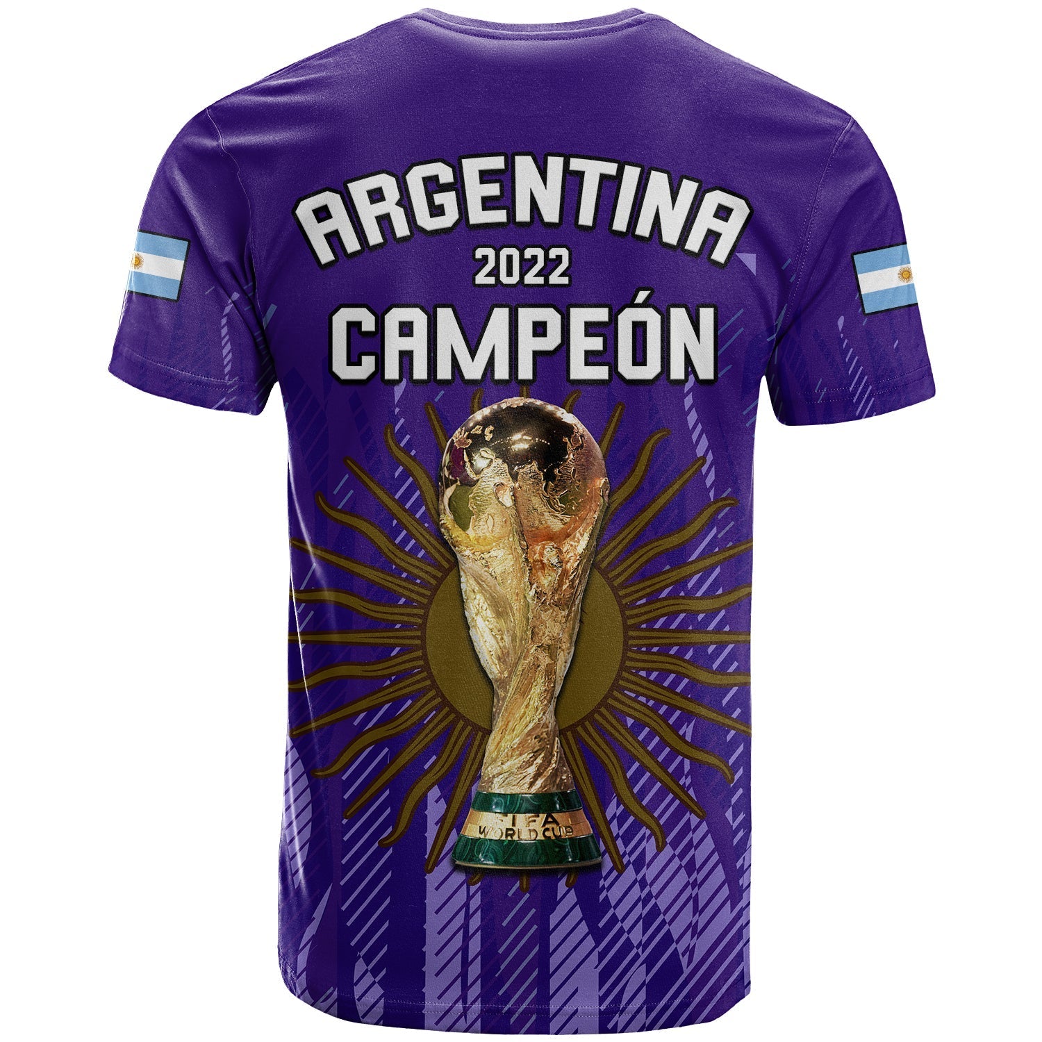 Argentina Football T-Shirt La Albiceleste Campeon Proud Purple 2022 Graphic Tee
