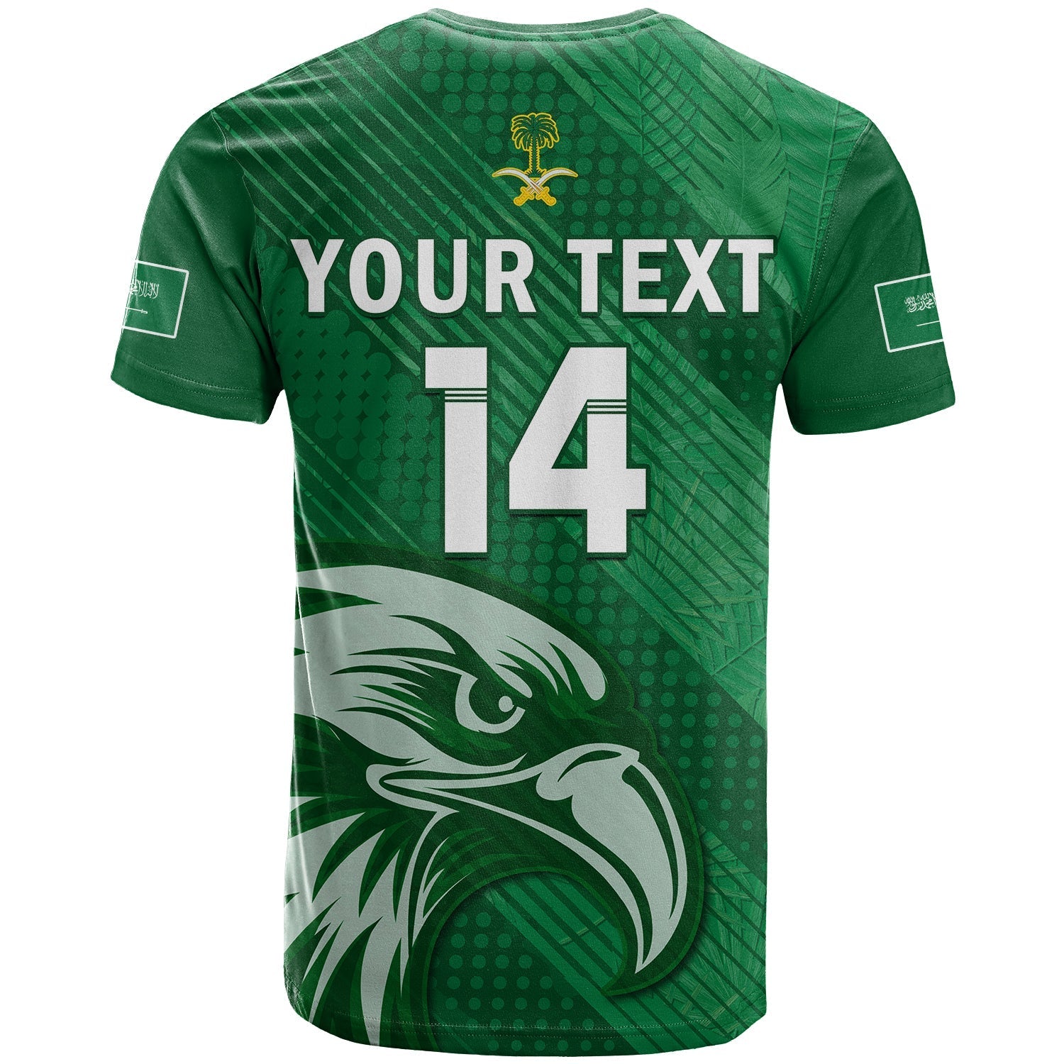 Custom Saudi Arabia Football T-Shirt Green Falcons World Cup 2022 Graphic Tee