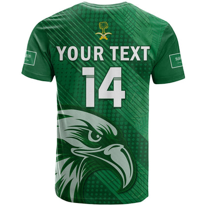 Custom Saudi Arabia Football T-Shirt Green Falcons World Cup 2022 Graphic Tee
