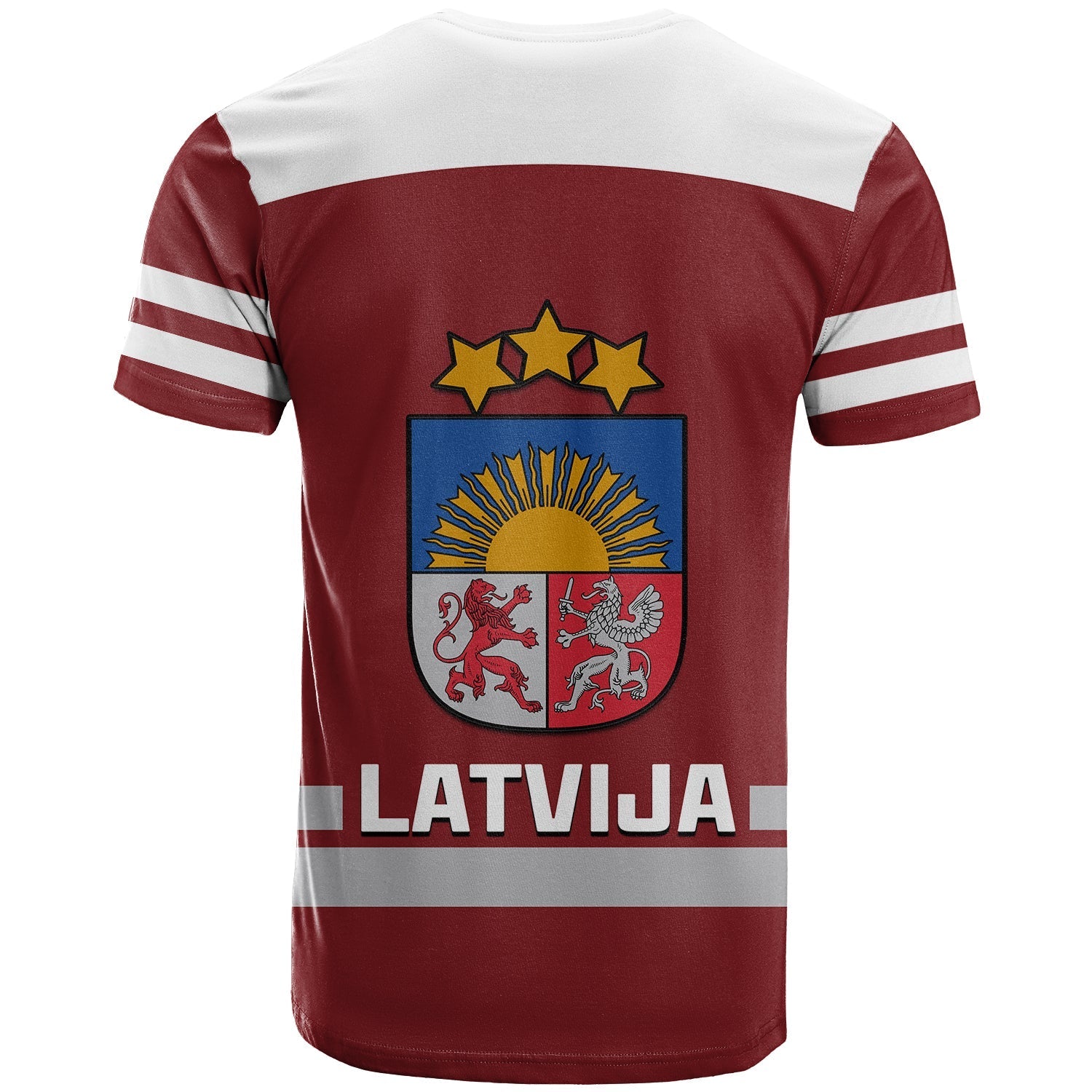 Latvia Hockey T-Shirt Red Sporty Style Graphic Tee