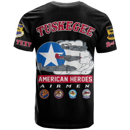 Custom Tuskegee Airmen T-Shirt Red Tail Angels American Heros Graphic Tee