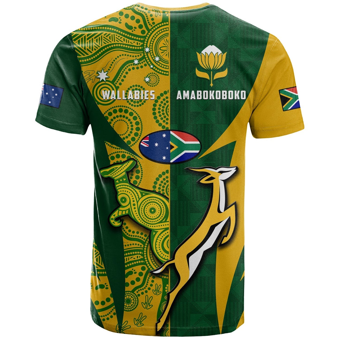 Australia Rugby and South Africa Rugby T-Shirt Wallabies Mix Springboks Sporty Graphic Tee