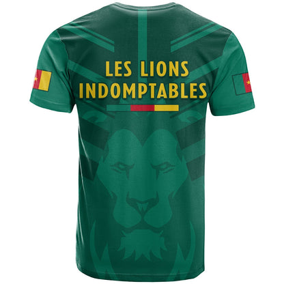 Cameroon Football T-Shirt Les Lions Indomptables Green World Cup 2022 Graphic Tee