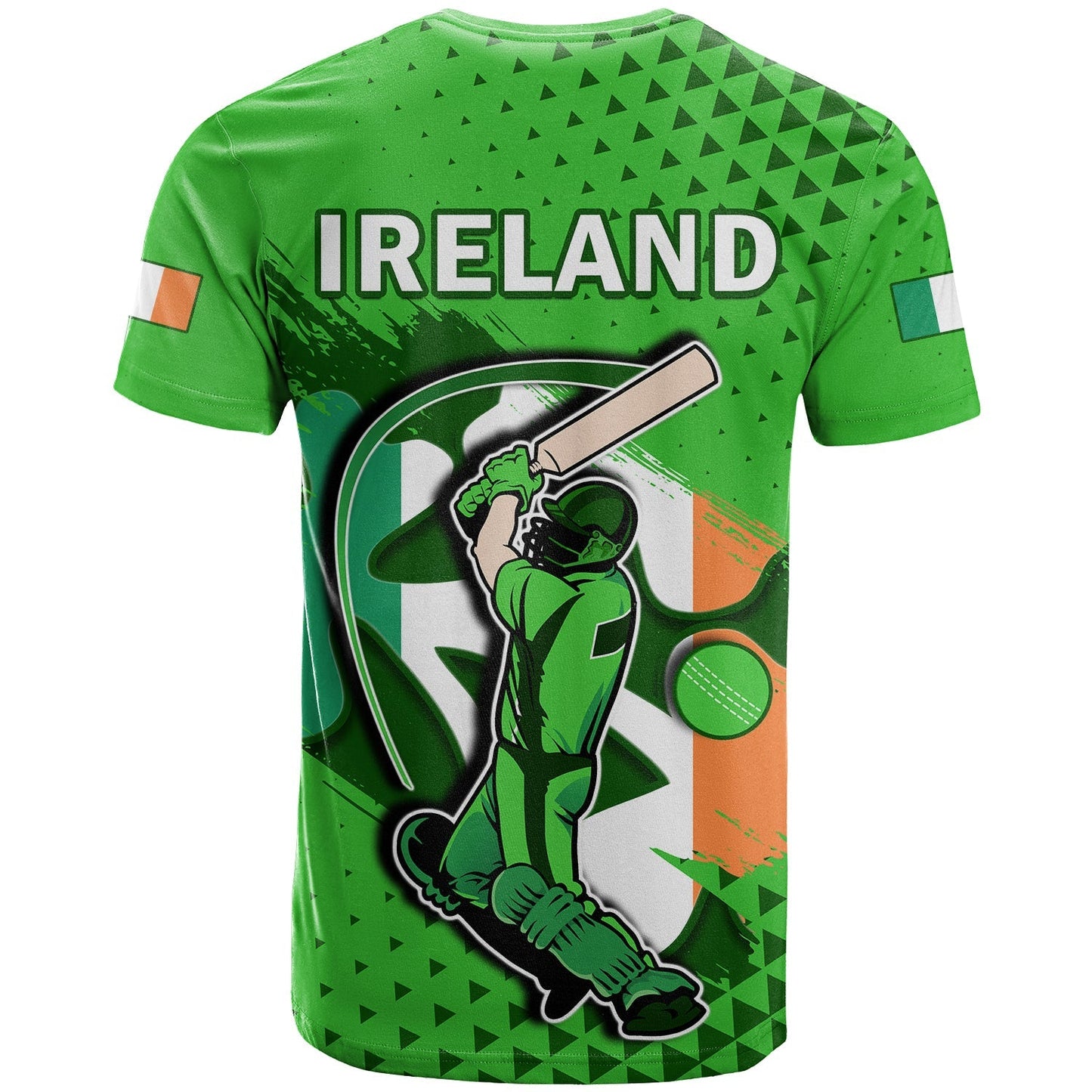 Ireland Cricket T-Shirt Irish Flag Shamrock Sporty Style Graphic Tee