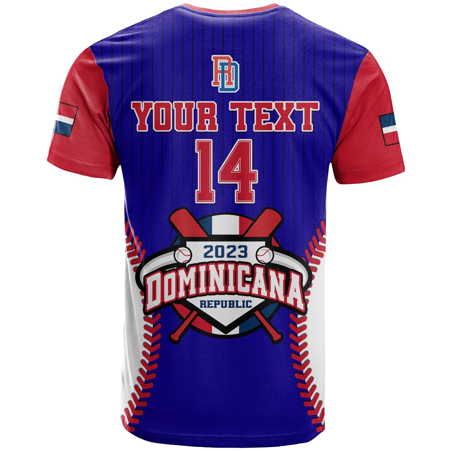Custom Dominican Republic Baseball T-Shirt Version Blue Graphic Tee