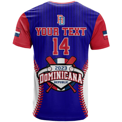 Custom Dominican Republic Baseball T-Shirt Version Blue Graphic Tee