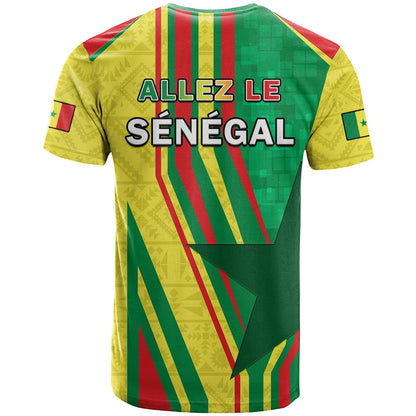 Senegal Football T-Shirt Allez Les Lions Sporty Style Graphic Tee