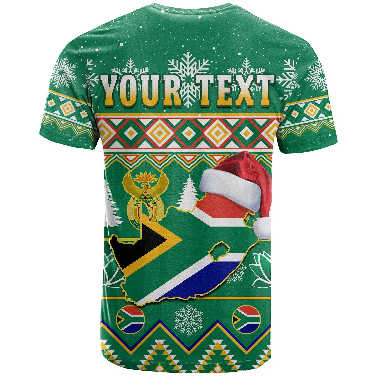 Custom South Africa Christmas T-Shirt King Protea Geseende Kersfees Graphic Tee