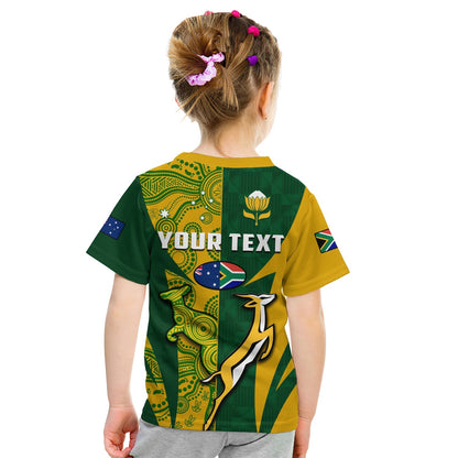 Custom Australia Rugby and South Africa Rugby T-Shirt Wallabies Mix Springboks Sporty Graphic Tee