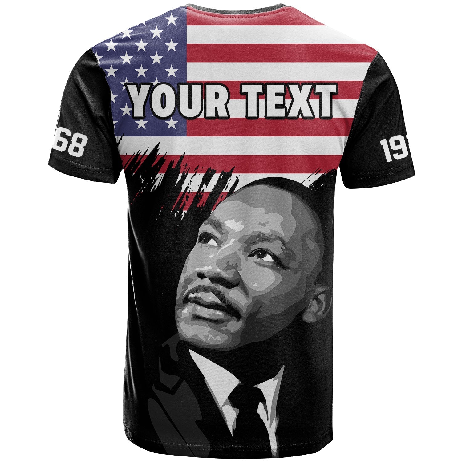 Custom United States T-Shirt United States Happy MLK Day Flag Grunge Style Graphic Tee