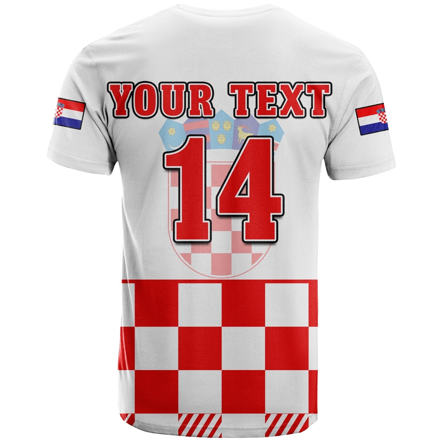 Custom Croatia Football T-Shirt Hrvatska Checkerboard Red Version Graphic Tee