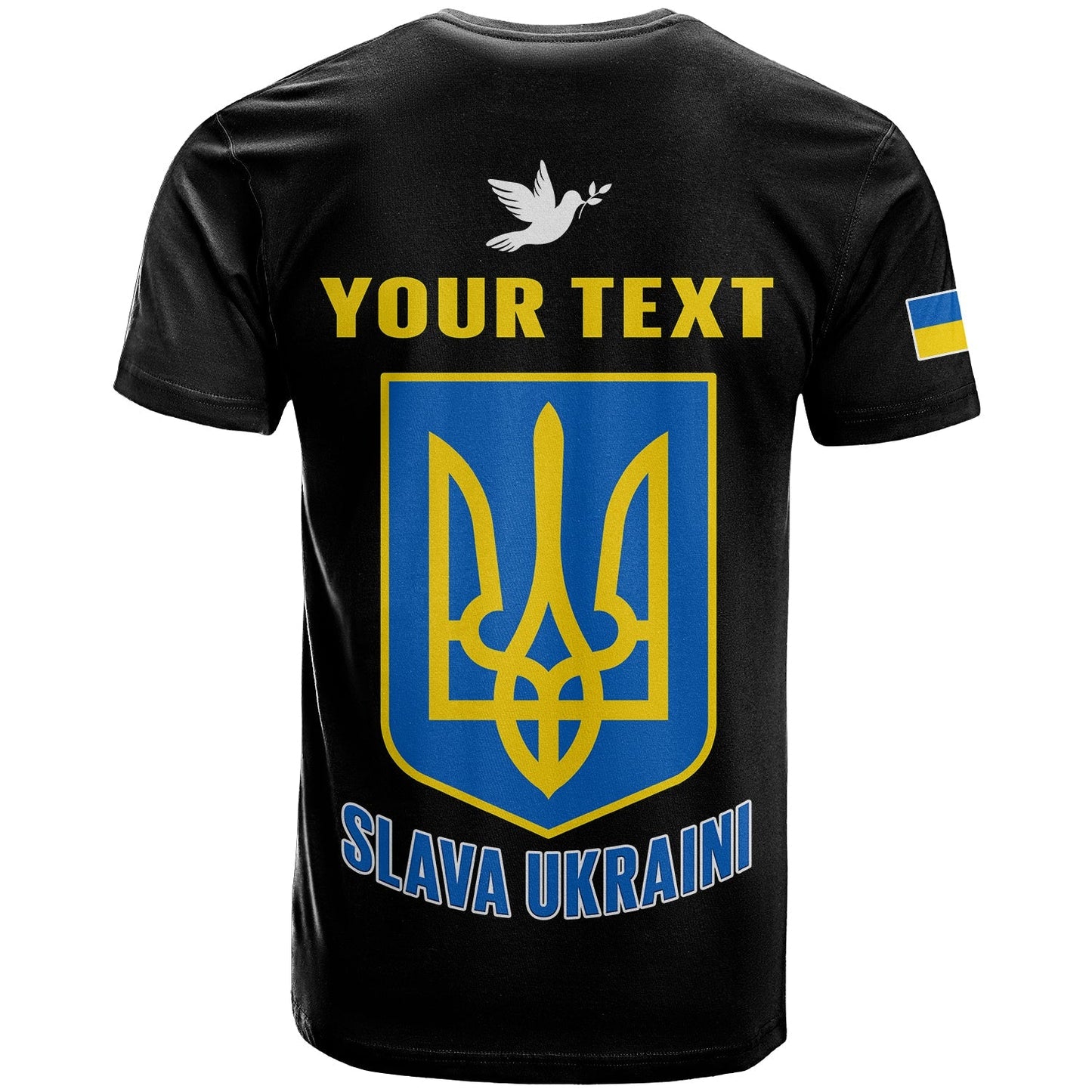 Custom Ukraine T-Shirt Ukraine Gold Trident Slava Ukraini Black Graphic Tee