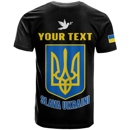 Custom Ukraine T-Shirt Ukraine Gold Trident Slava Ukraini Black Graphic Tee