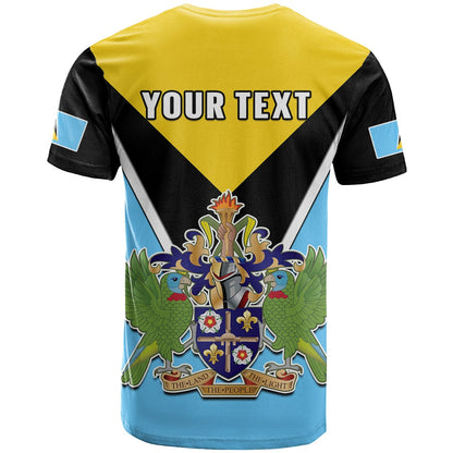Custom Saint Lucia T-Shirt Happy 44 Years Of Independence Graphic Tee