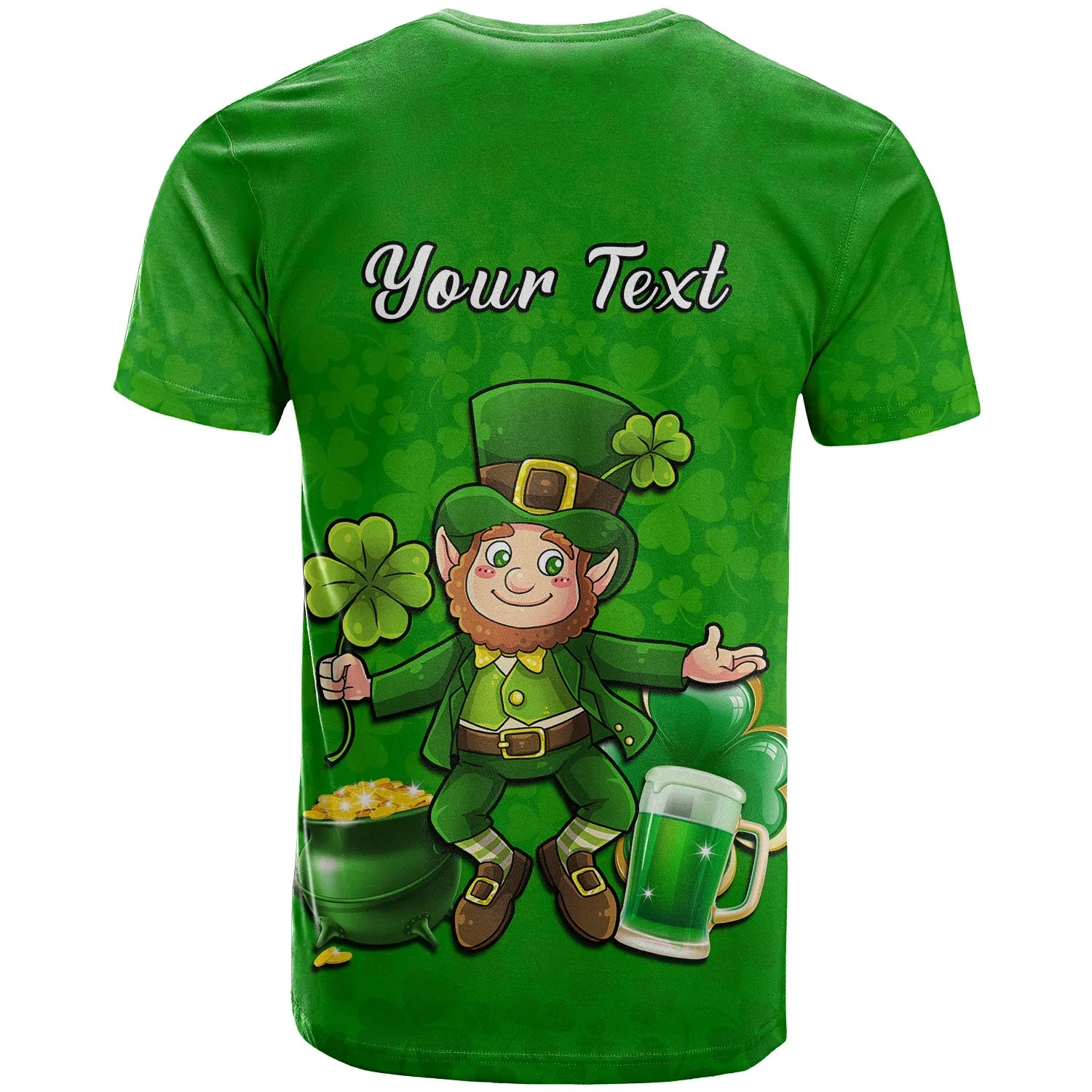 Custom Ireland T-Shirt Saint Patricks Day Happy Leprechaun And Shamrock Graphic Tee