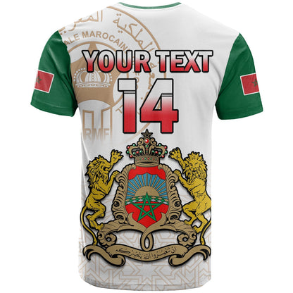 Custom Morocco Football T-Shirt Atlas Lions White World Cup 2022 Graphic Tee
