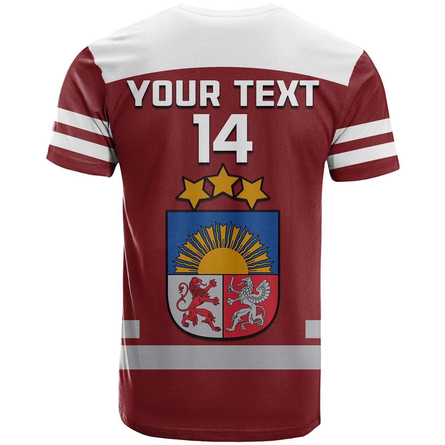 Custom Latvia Hockey T-Shirt Red Sporty Style Graphic Tee