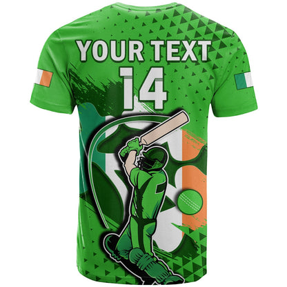 Custom Ireland Cricket T-Shirt Irish Flag Shamrock Sporty Style Graphic Tee
